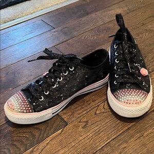 Skechers Black and Pink Sequin Sneakers